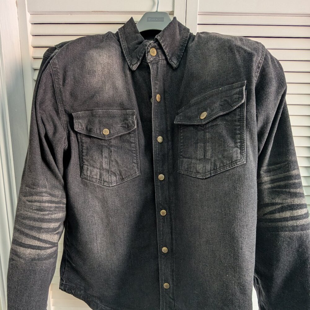 Milwaukee Leather Men's Black Flannel Biker Shirt w/CE Approved Armor - Medium